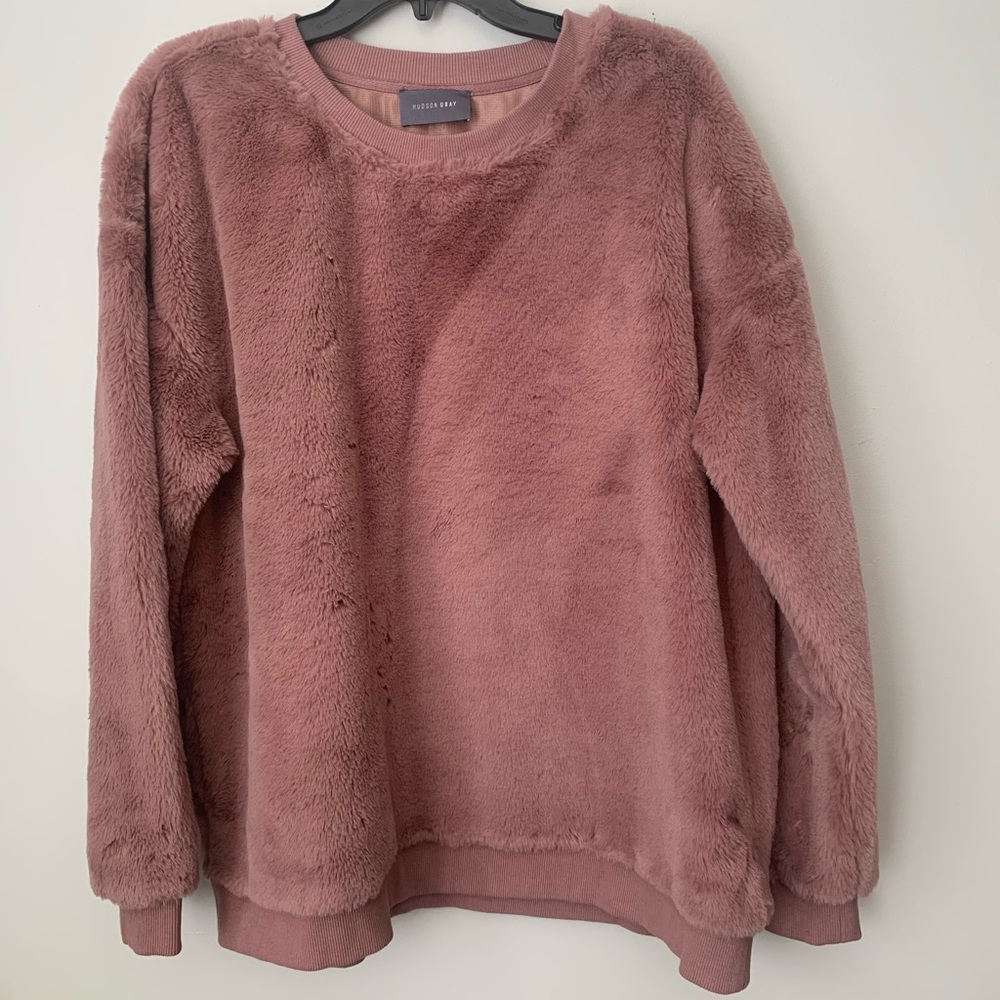Hudson Gray Soft Teddy Bear Mauve Long Sleeve Sweatshirt type XL